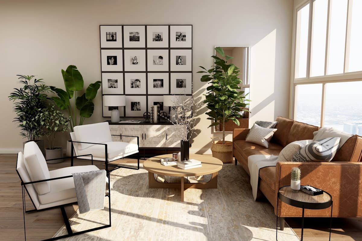 Minimalist living room with neutral tones